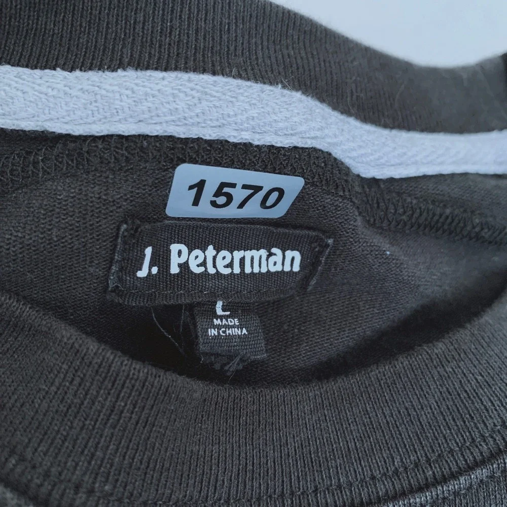 J. Peterman Long Sleeve T-Shirt Men L Black Striped Crew Neck 100% Cotton